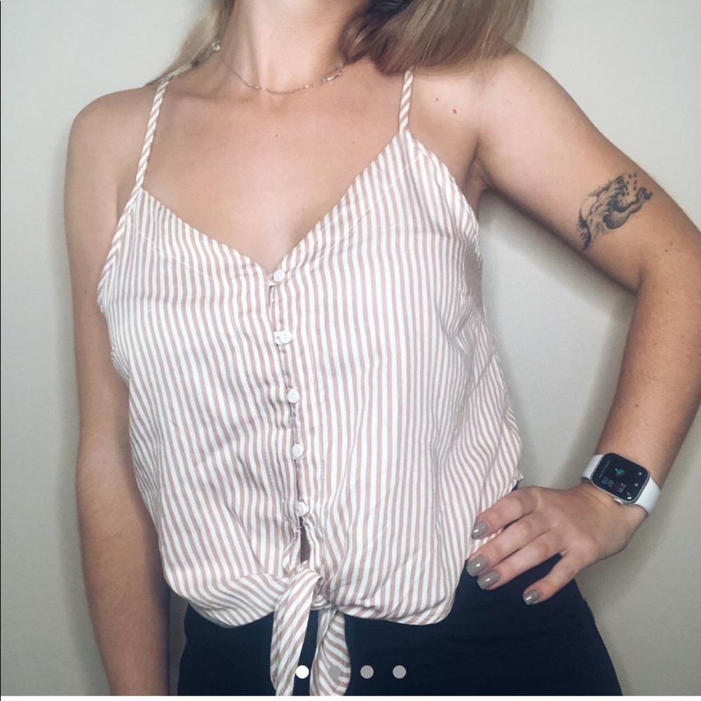 Brown and Cream Striped Tank NWT